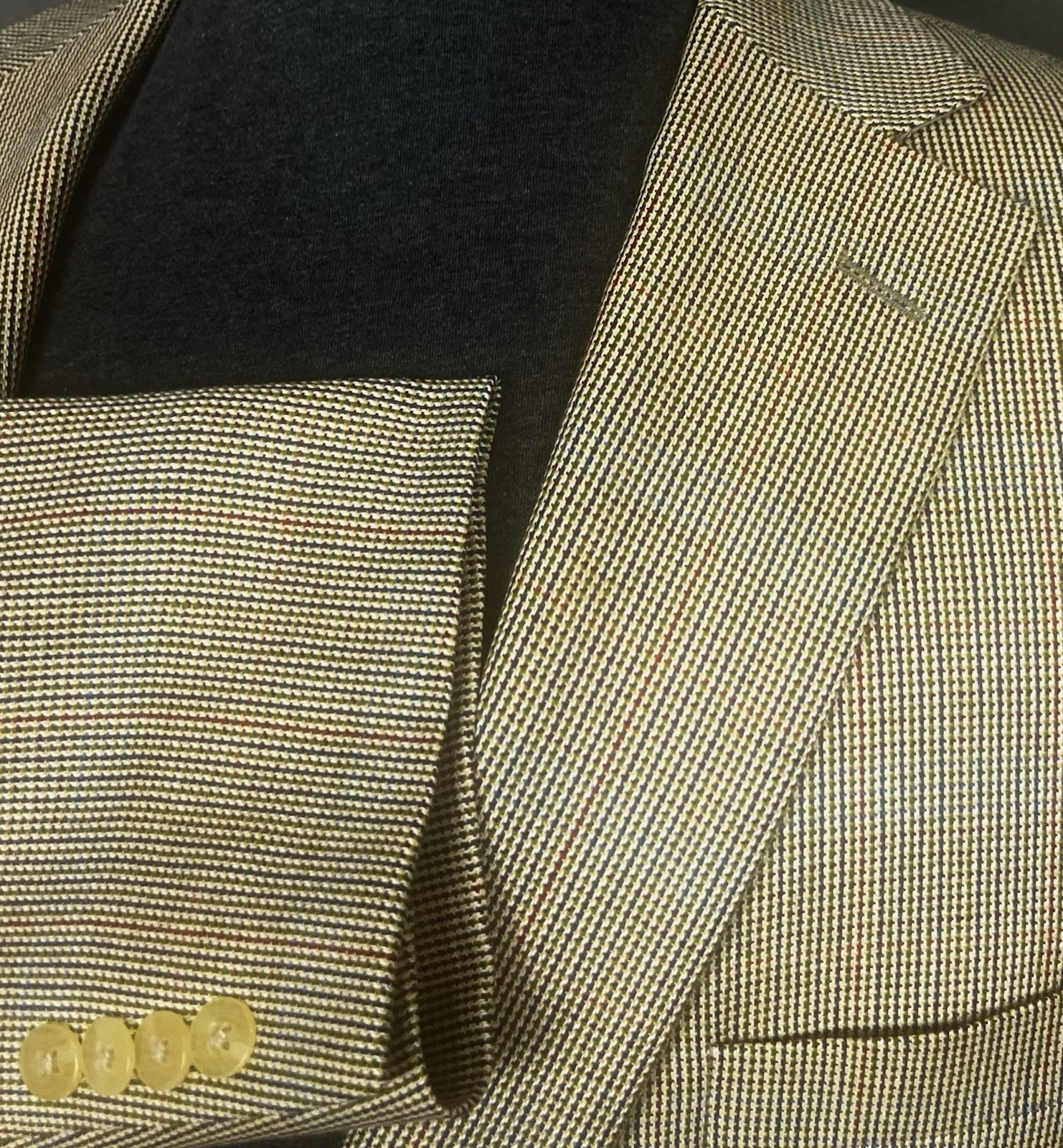 Paul Stuart Samuelsohn Wool Silk Weave Golden Beige Plaid Blazer Sport Coat 46L