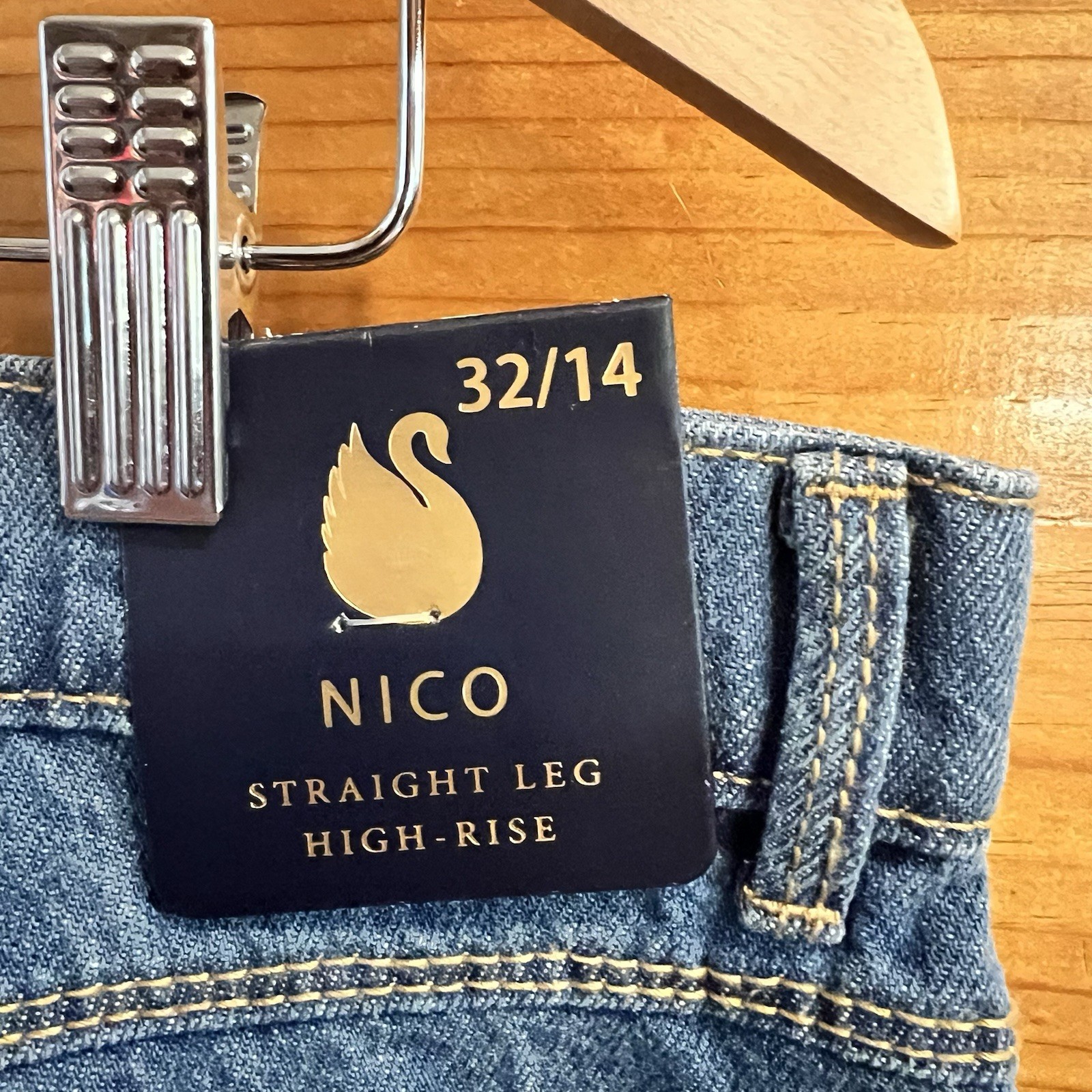 NWT Gloria Vanderbilt Nico Jeans High Rise Straight Leg Blue Denim 14 Classic