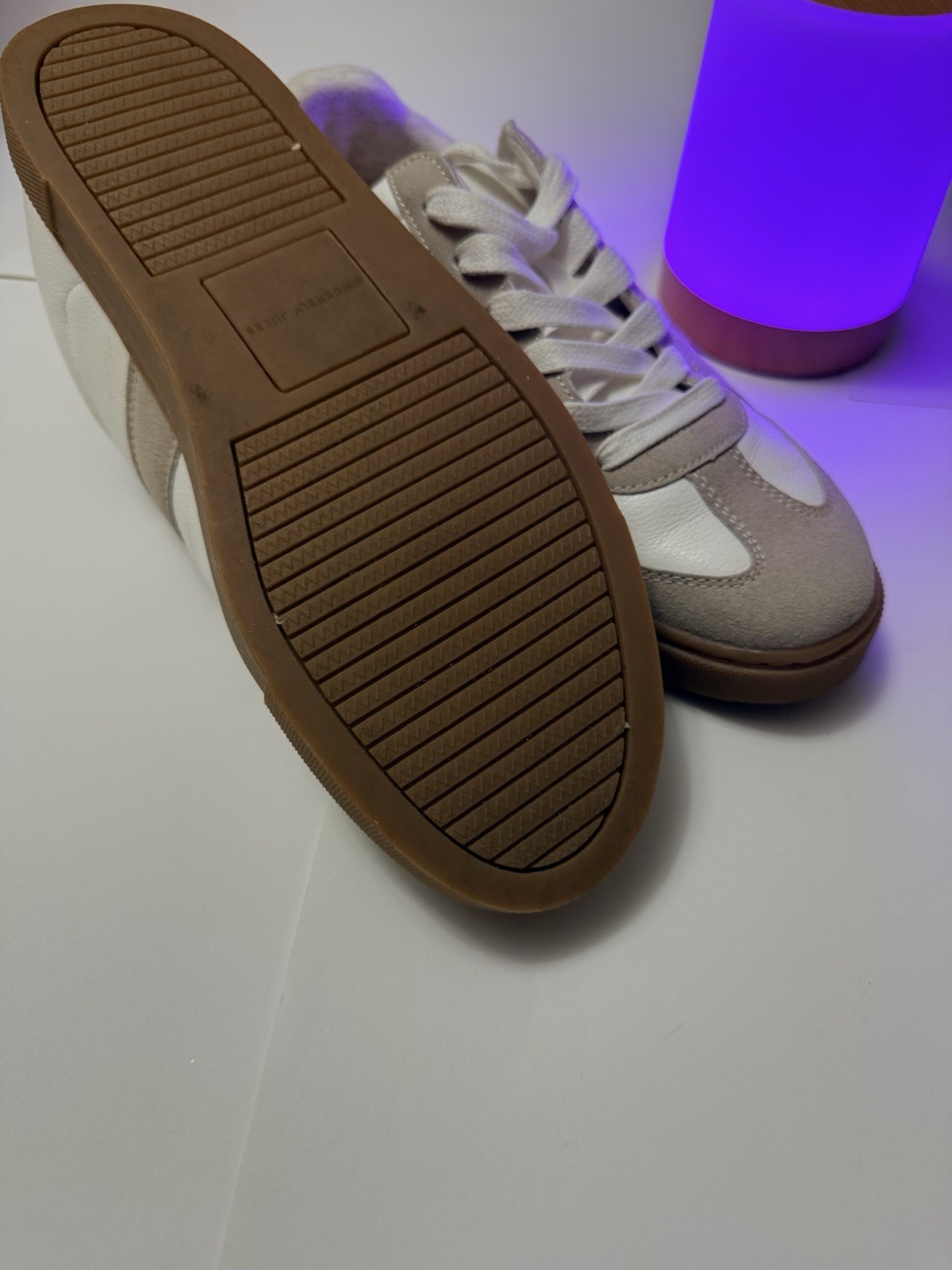 Comfort Lace Up Casual Sneakers White Beige Suede Synthetic Rubber Low Top