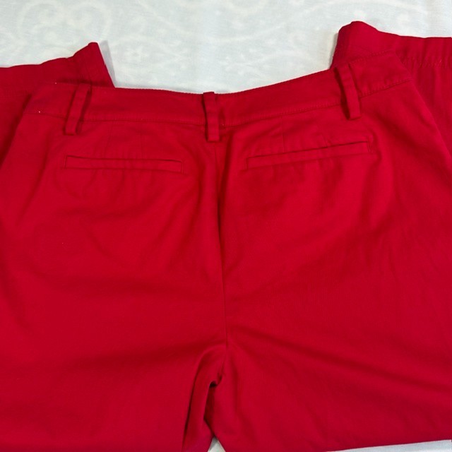TALBOTS Slim Perfect Cropped Pants Petite Sz 12P Red Chino Style Cotton Spandex