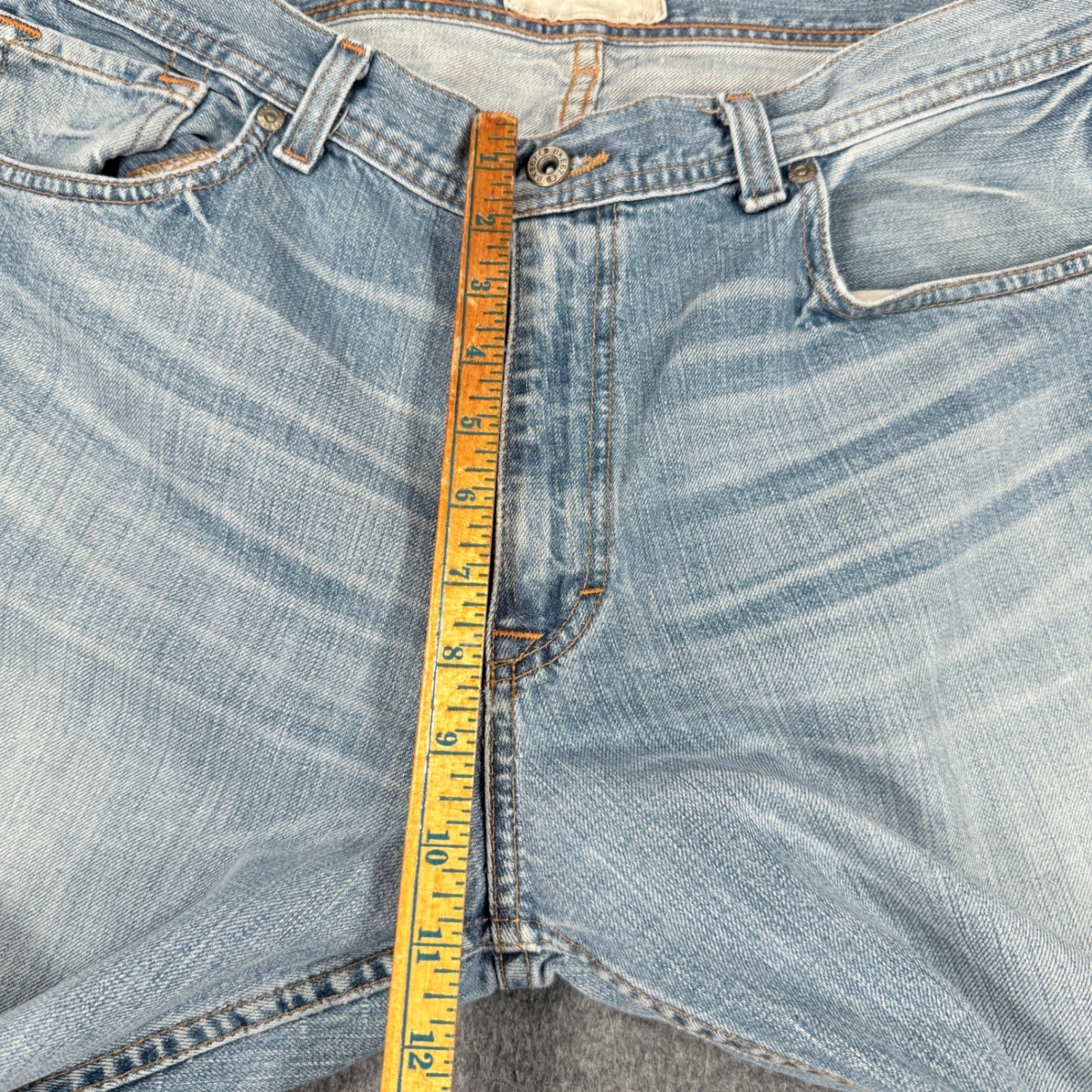 BKE Alec Mens Light Wash Distressed Bootcut Denim Jeans 100% Cotton 38×32