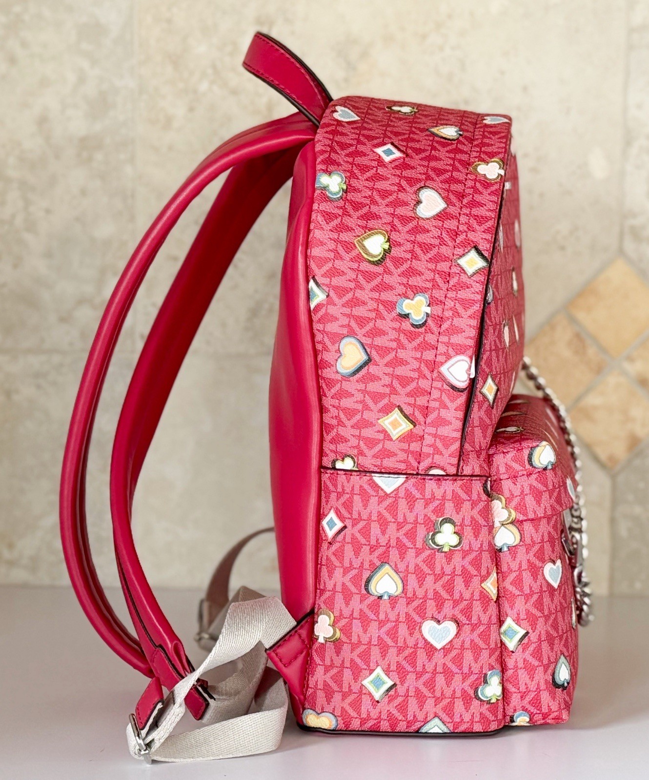 Michael Kors Slater Medium Chain Backpack MK Dark Raspberry Multi