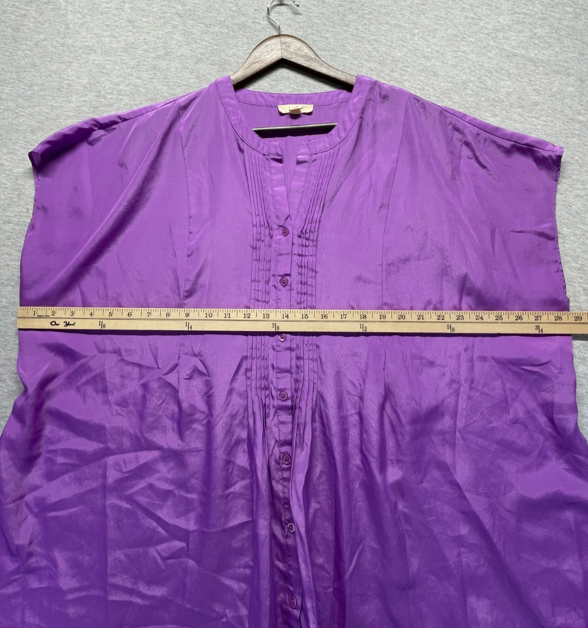 Brina & Em Blouse Top Womens 3X Purple Pintuck Pleats Sleeveless Button Front