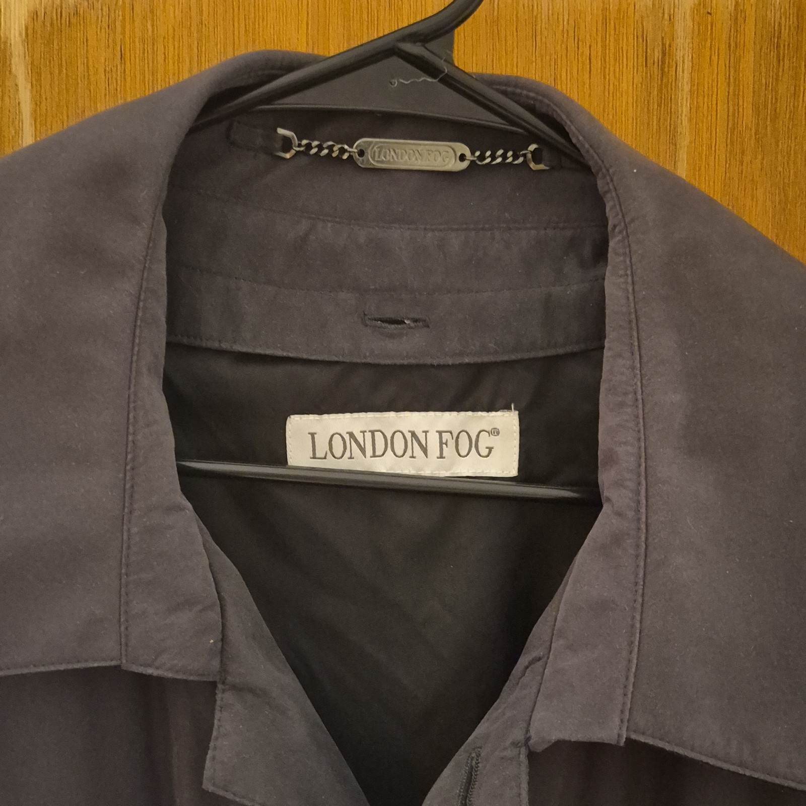London Fog Men’s Blue Solid Trench Coat Mid-Length Button Front 44 Chest