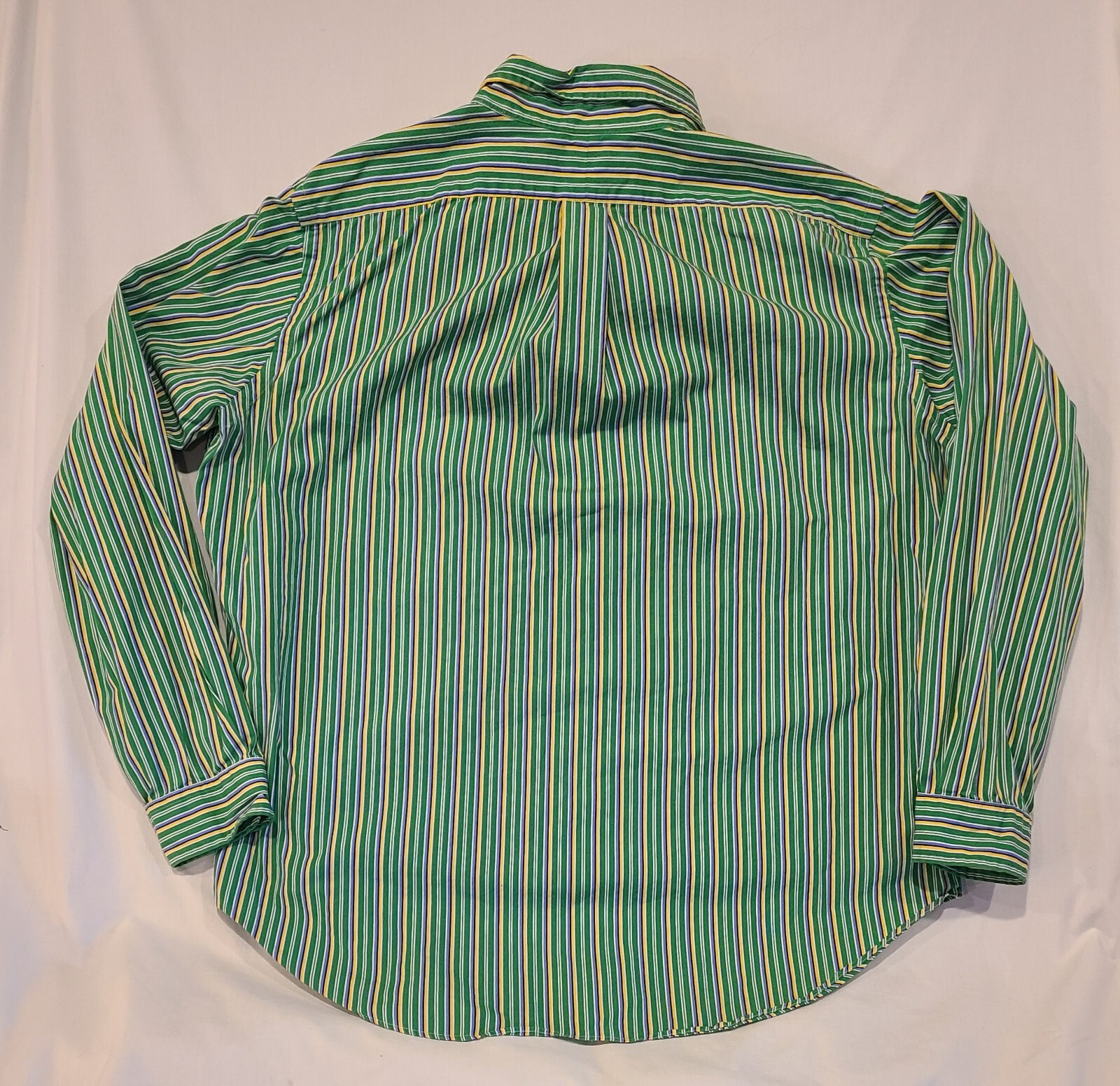 Vintage Ralph Lauren Shirt Mens XL Green Striped Custom Fit Button Down Casual