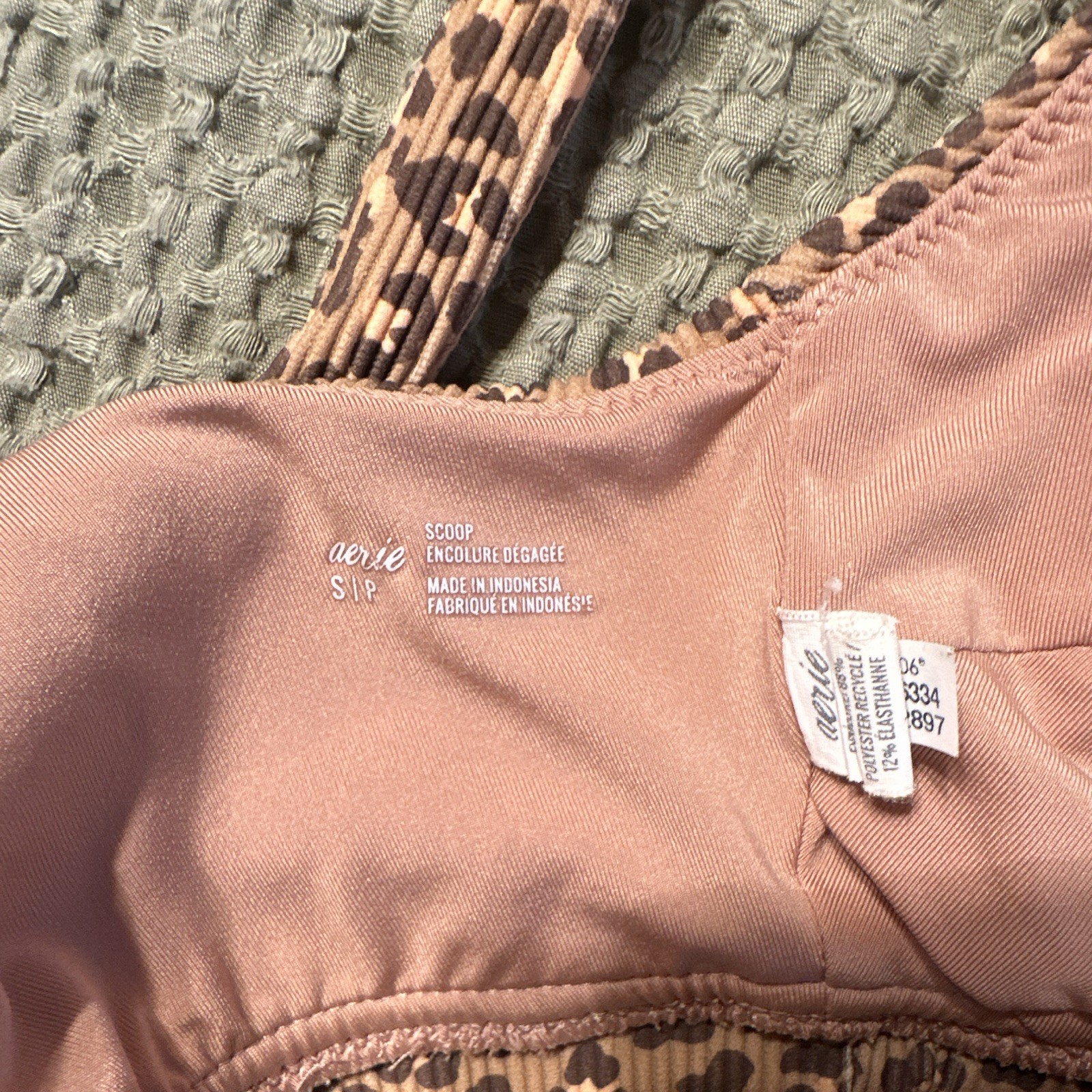 Aerie Ribbed Leopard 2-Piece Bikini Set Bralette Top Cheeky Bottom XS/S