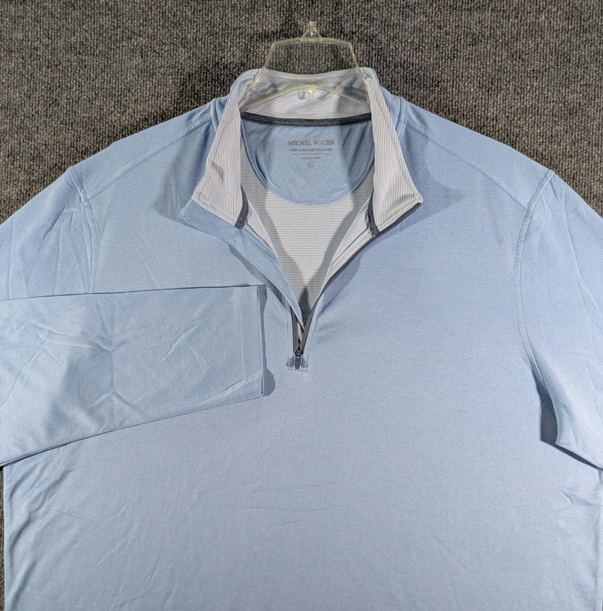 Michel Rouen Performance Pullover 1/4 Zip Golf Light Blue Mens 3XL Lightweight