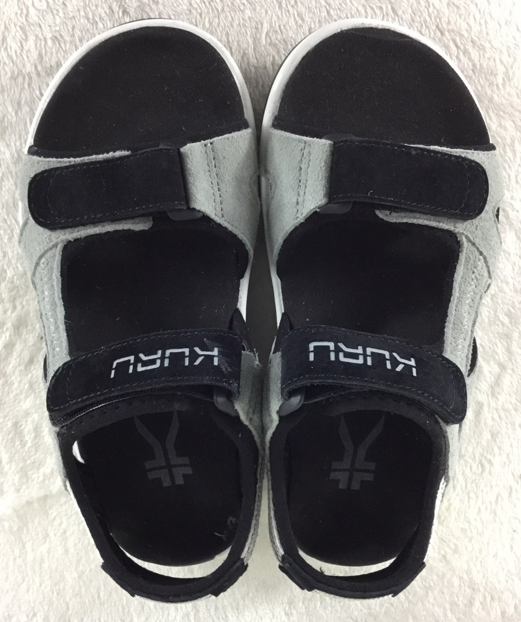 Kuru Tread Sandals Womens 6 M Gray Black Leather Beach Walking Outdoor Strappy