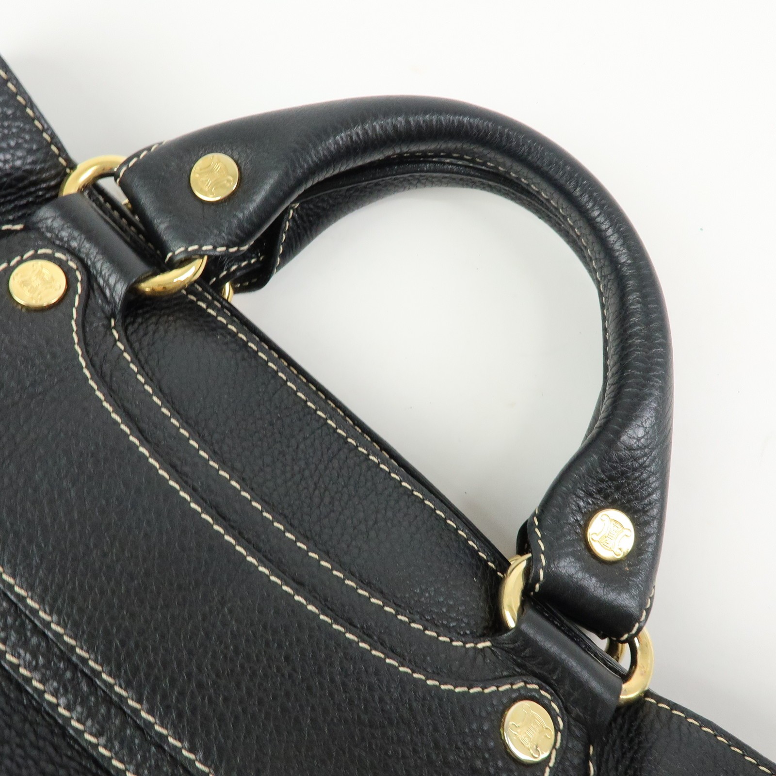 CELINE Leather Boogie Bag Hand Bag Black Authentic Used F/S