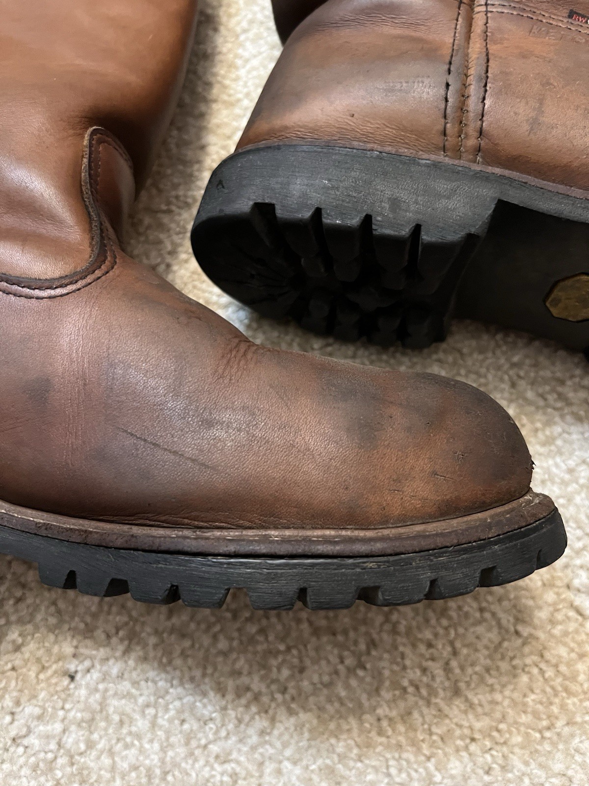 Red Wing Men 12 D Pecos Brown Leather Pull On Safety Work Boots Steel Toe