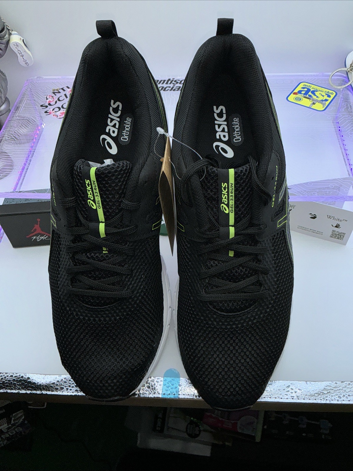 ASICS GEL-33 RUN Black/Hazard Green Low Top Running Sneaker 11 Men’s