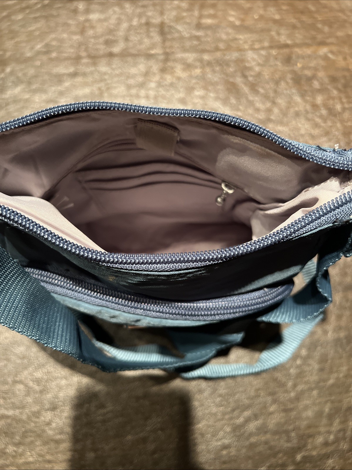 Baggallini Blue Nylon Crossbody Purse Shoulder Carry Bag