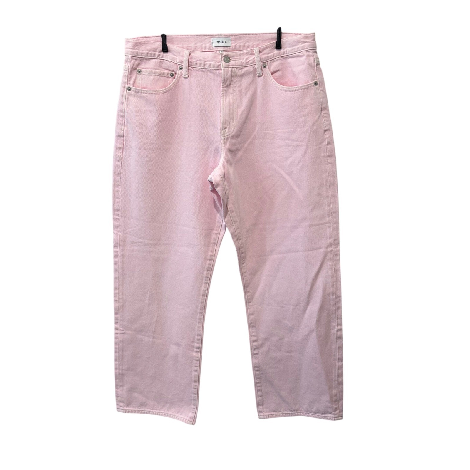 Pistola Lexi Mid Rise Bowed Straight Jeans Womens 32 Pink Blush High Rise Denim