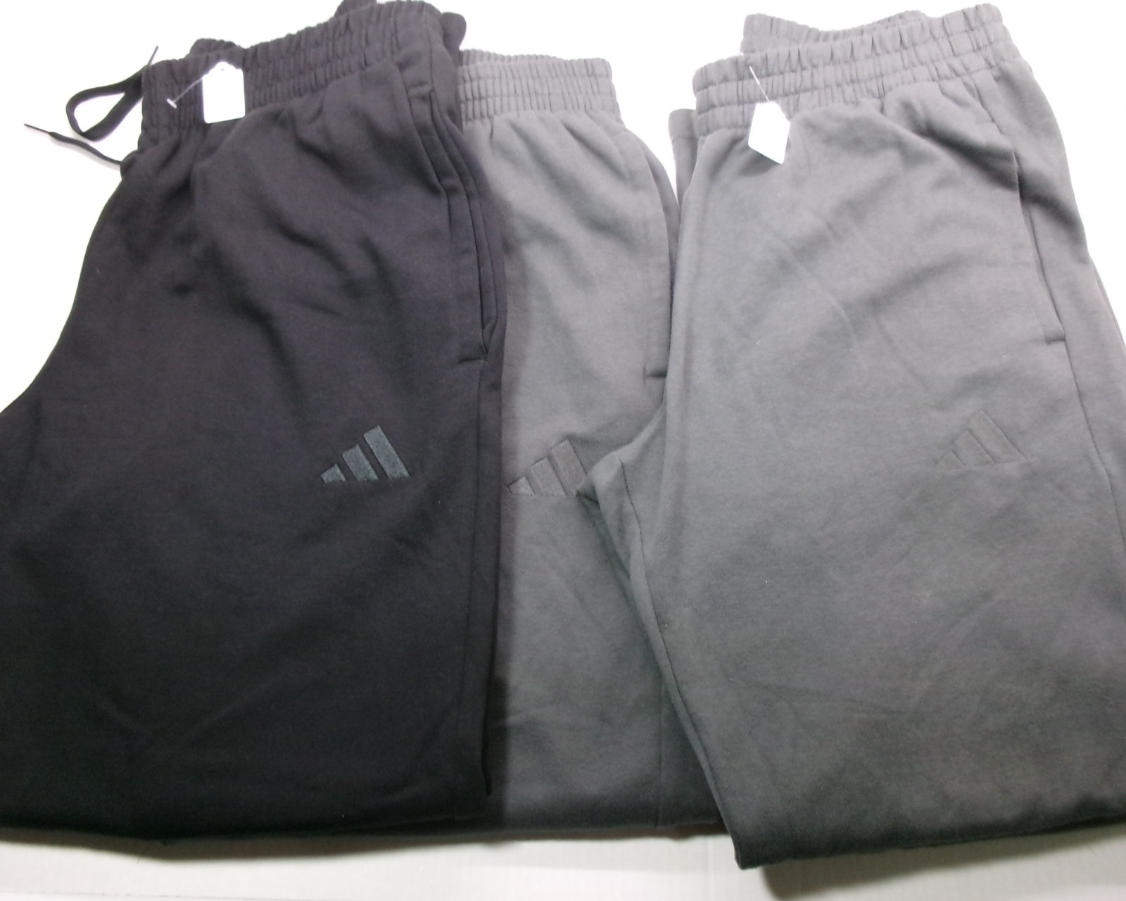 Adidas Fleece Pant with Pockets High Rise Waist elastic tie Open Leg Black/Gray