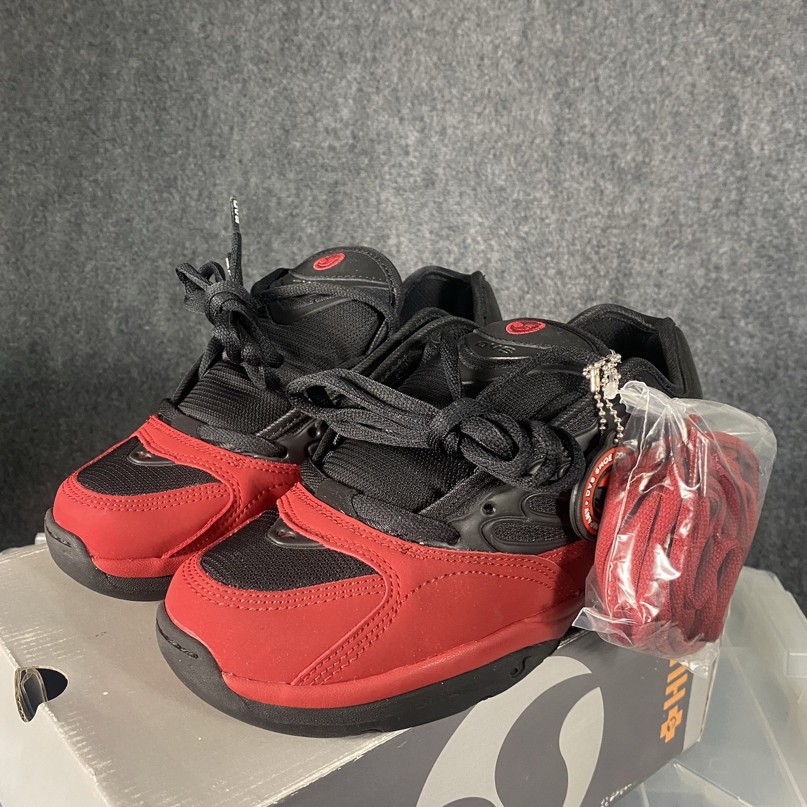 Vintage DVS HUF Skate Shoes Mens Size 6 Black Red Puffy Sneakers 2000s Keith