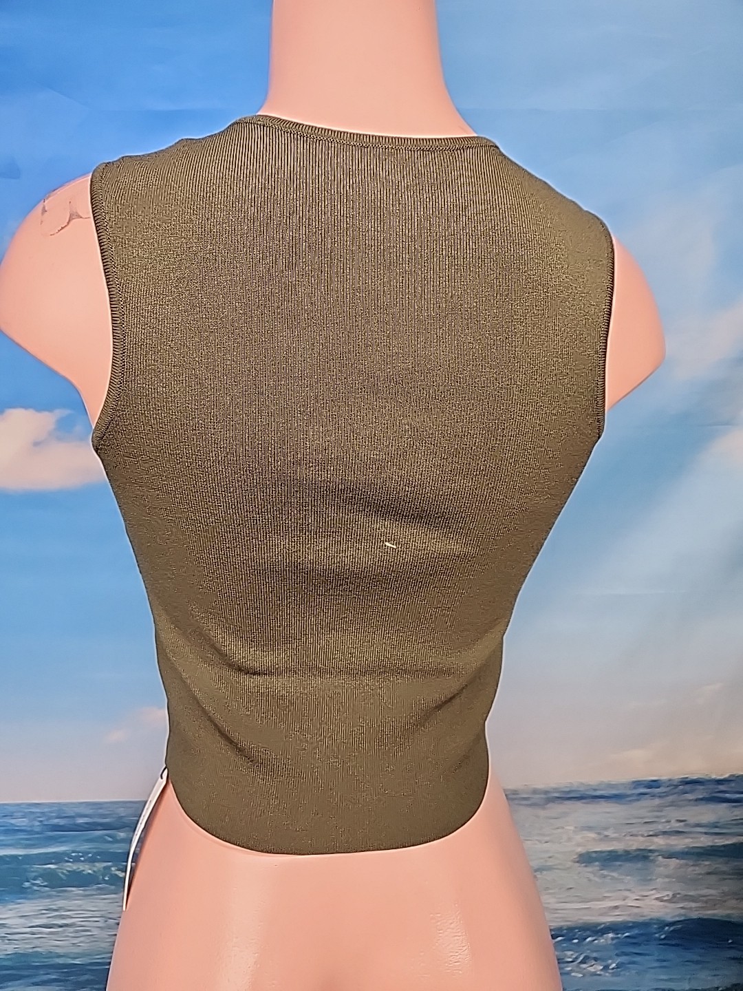 Commense Ribbed Crop Top Green Color Size Small.