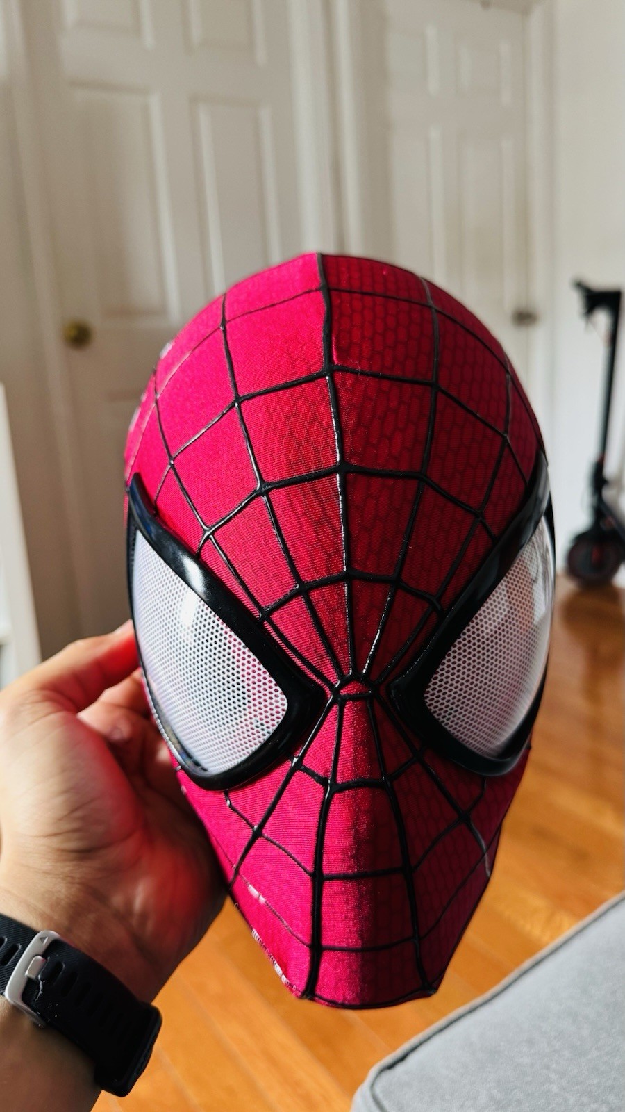 Spider-Man Full Face Fabric Costume Mask, Red/Black/White, One Size