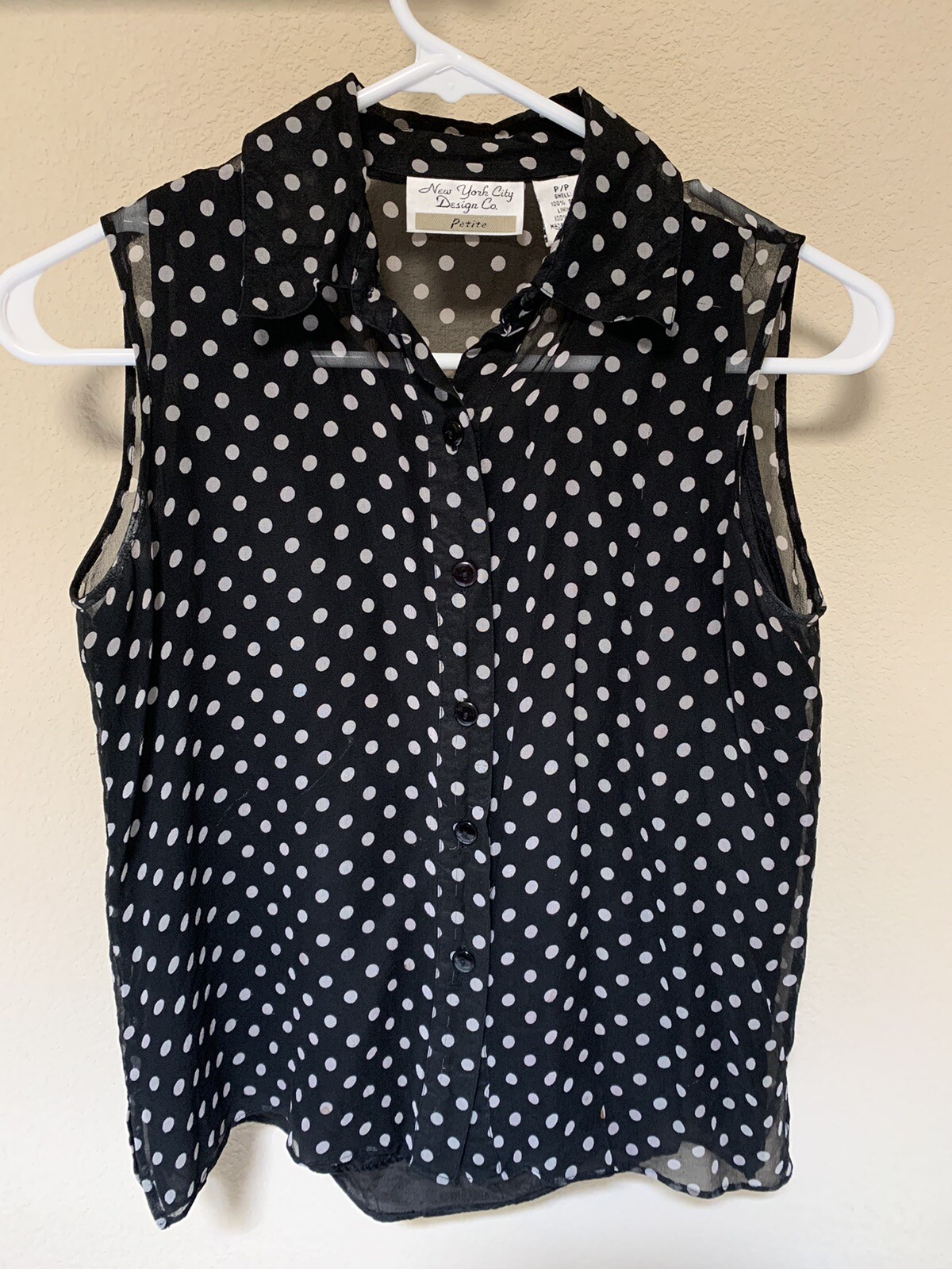 New York City Design Co Size P 100% Silk Women’s Petite Blouse Tank Top Black