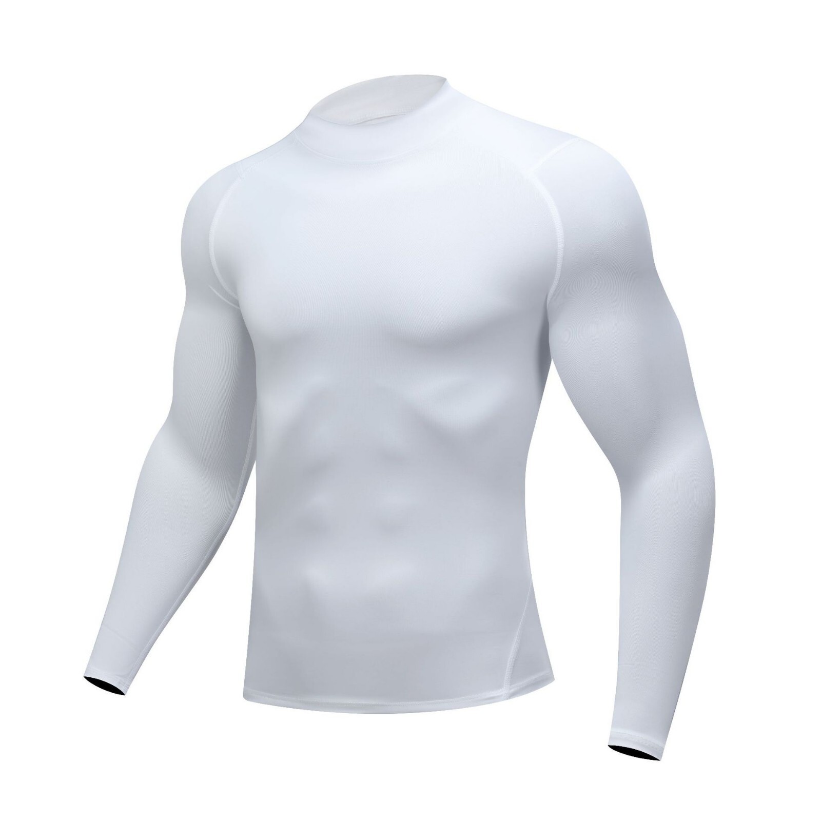 Men Mock Neck Long Sleeve Base Layer Top T-shirts Compression Gym Sport Shirts