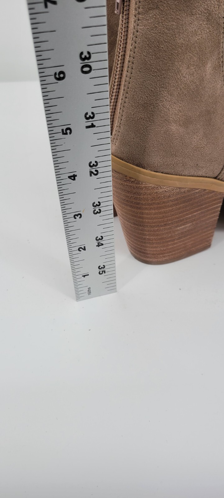 Abound Women Boot 9Taupe Bootie Zip Walking Pointed Toe Solid High (3-3.9 in)