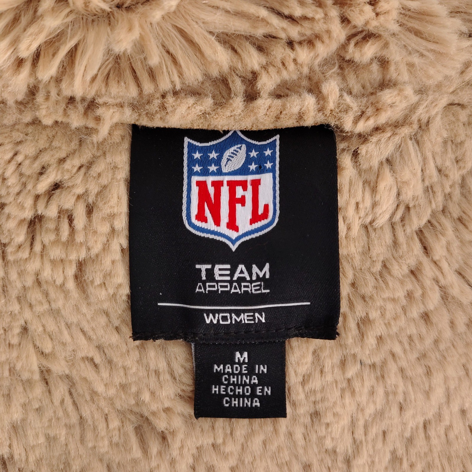NFL St. Louis Rams Faux Suede Shearling Hooded Jacket Tan Women M