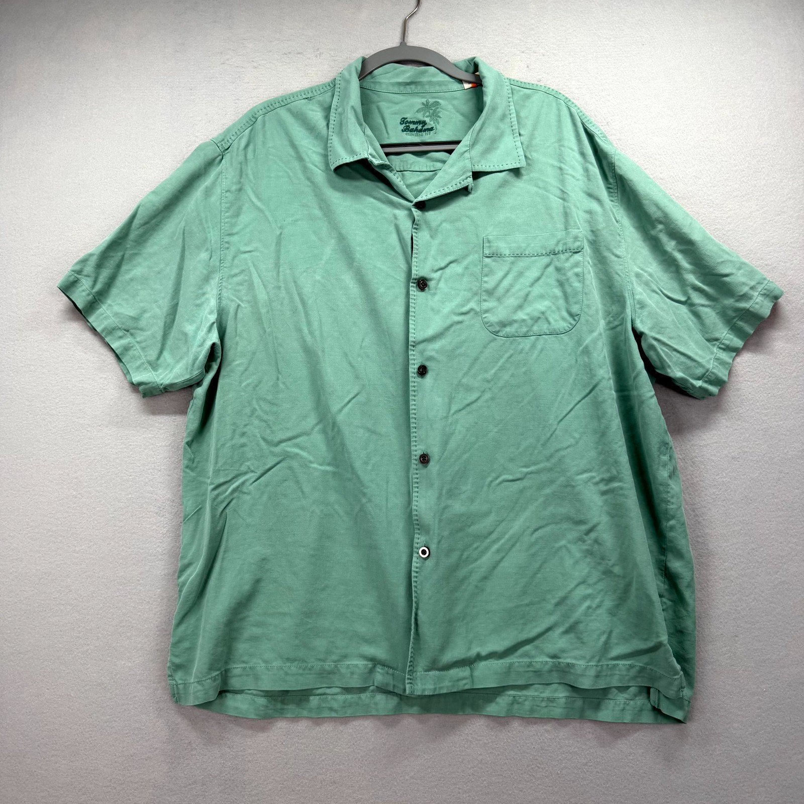 Tommy Bahama Hawaiian Shirt Mens XXL Light Green Silk Original Aloha Tropical