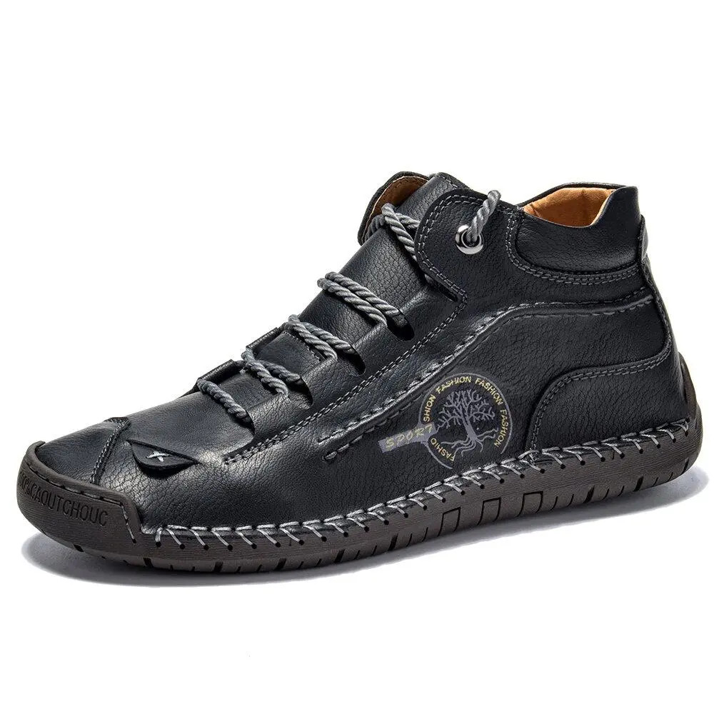 Hand-Stitched Leather Ankle Boots for Men – Comfortable & Non-Slip|125378