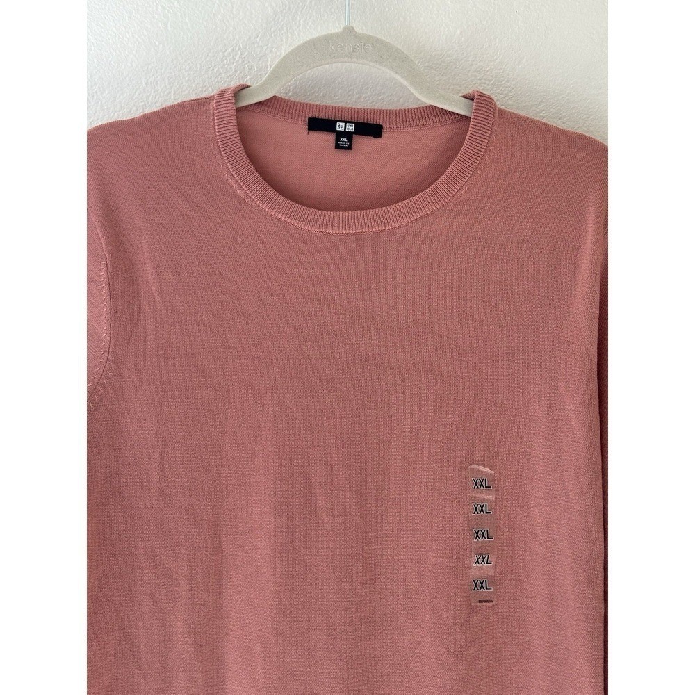 Uniqlo Pullover Basic Wool Crewneck Lightweight Layering Sweater Pink Size XXL