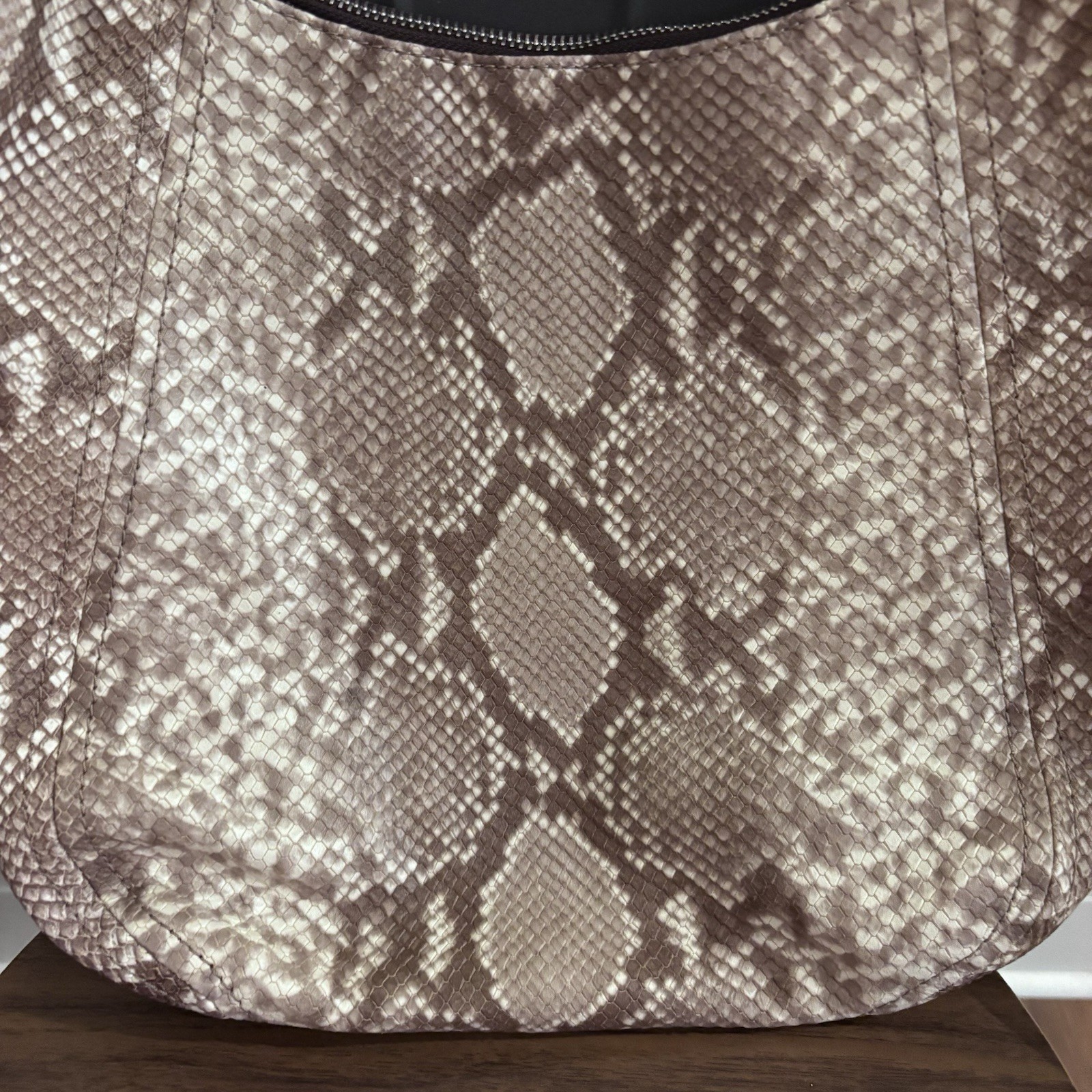 NWT Michael Kors Fulton Medium Top Zip Shoulder Bag, python leather exterior