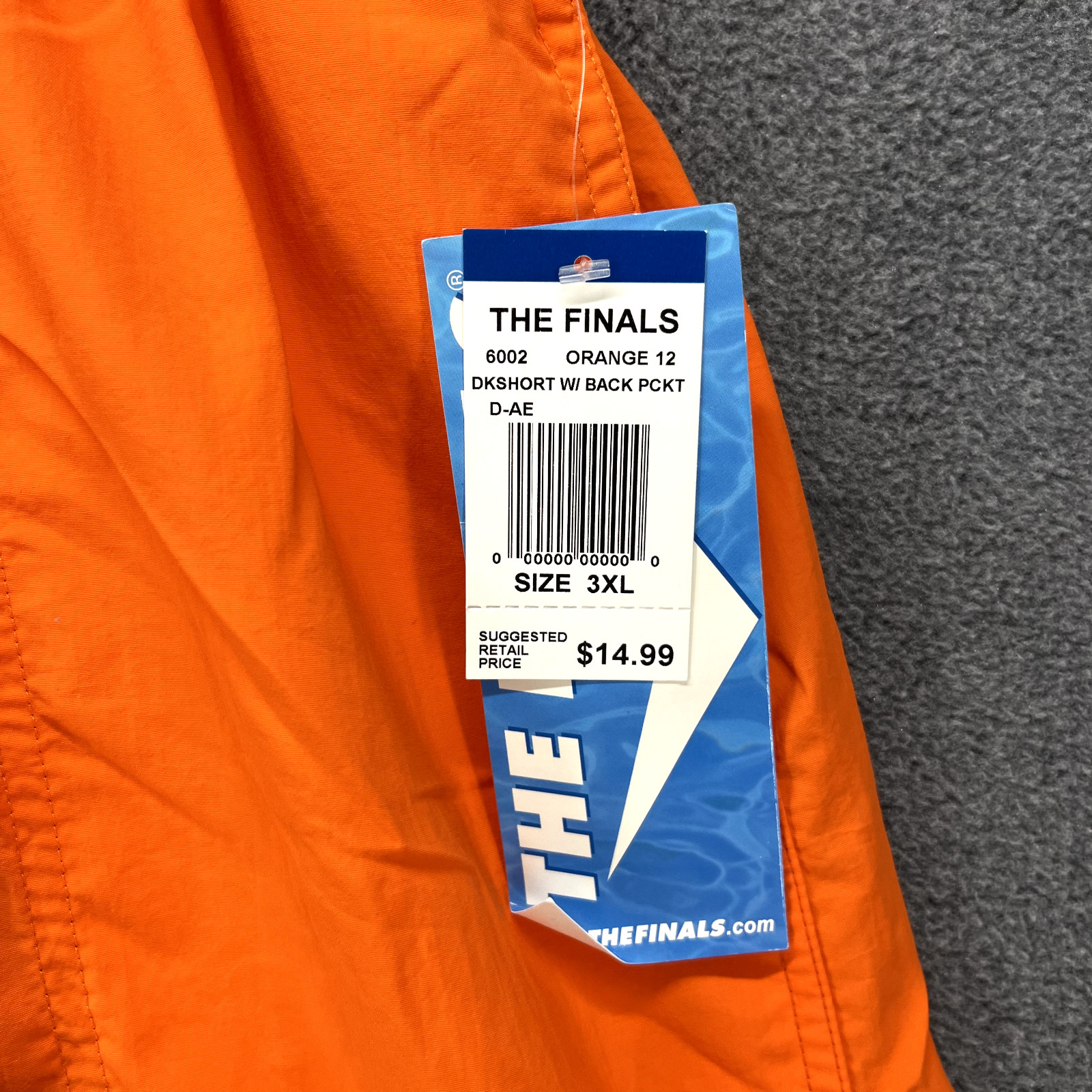 The Finals Shorts Mens 3XL Orange Trunk Deck with Back Pocket Swimwear