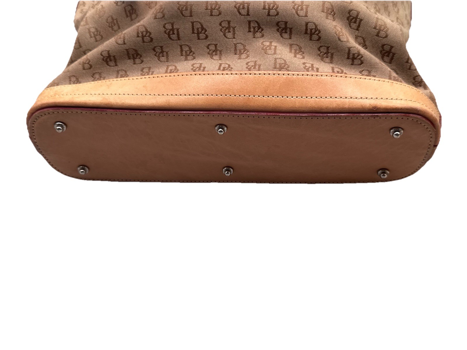 Dooney & Bourke Signature DB Tan Brown Shoulder Purse Tote Bag Handbag