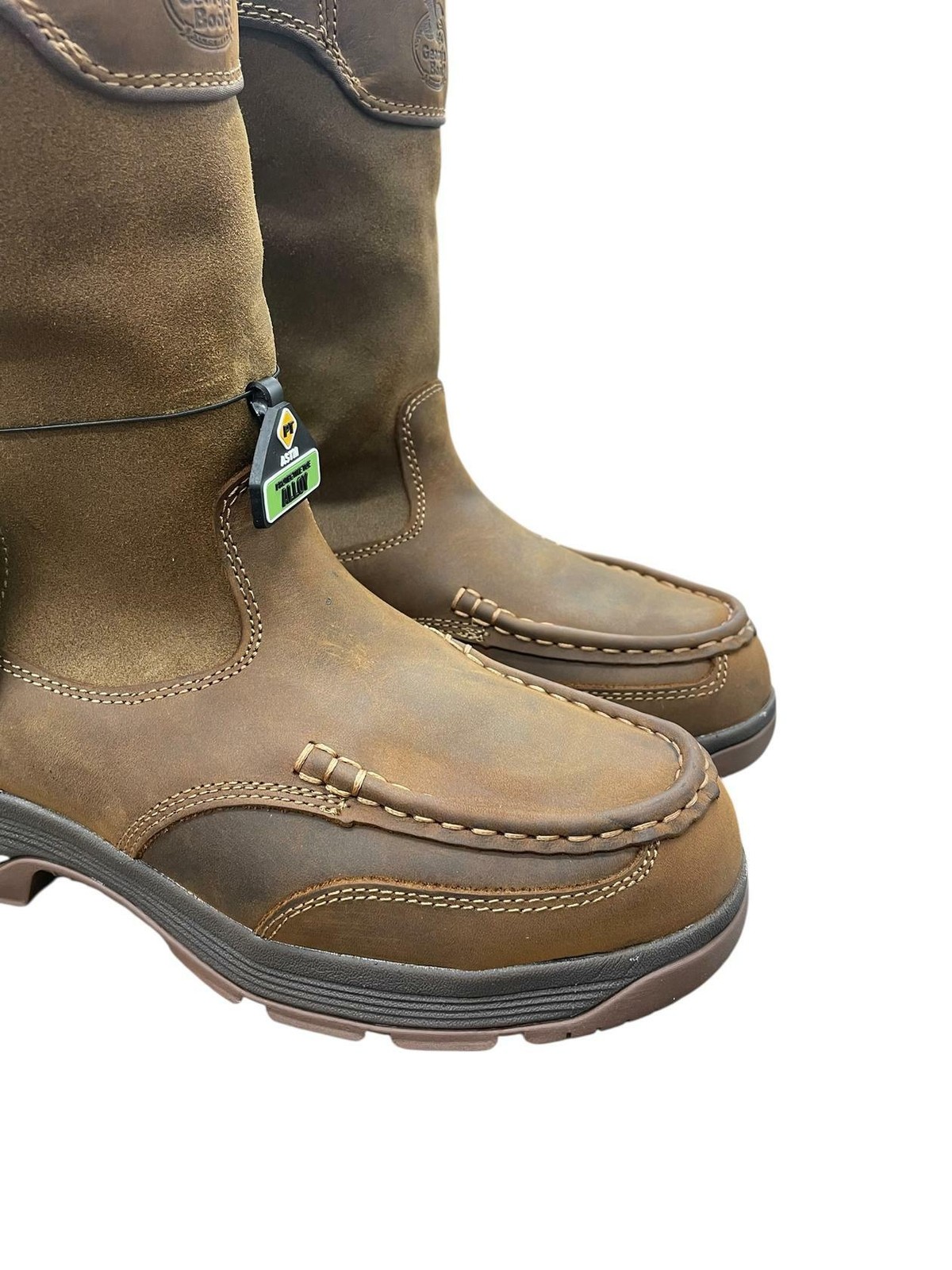GEORGIA BOOT Men Athens SuperLyte Alloy Toe WP Wellington Boot Brown Size 9.5M