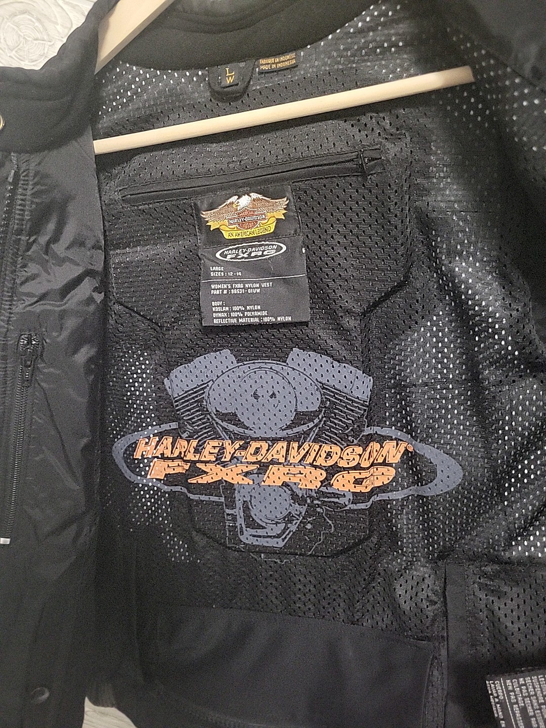 Harley Davidson FXRG Womens Nylon Mesh Vest Size Large Black