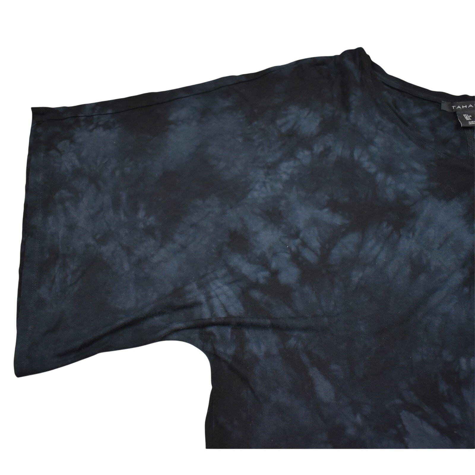 Tahari Top Women’s Large Black Gray Tie Dye Dolman Batwing Sleeve Knit Blouse L