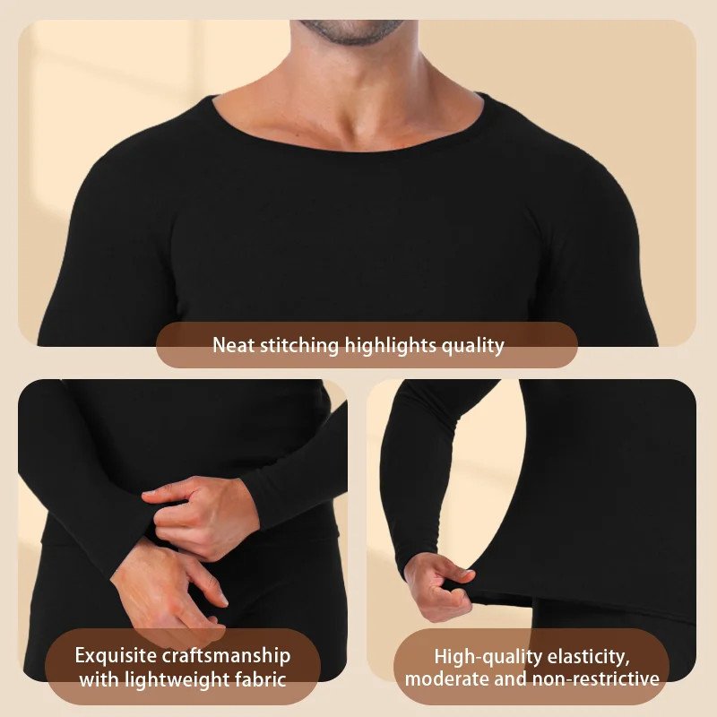 Men Seamless Thermal Underwear Fleeced Lined Long Johns Set Warm Tops&Panties US
