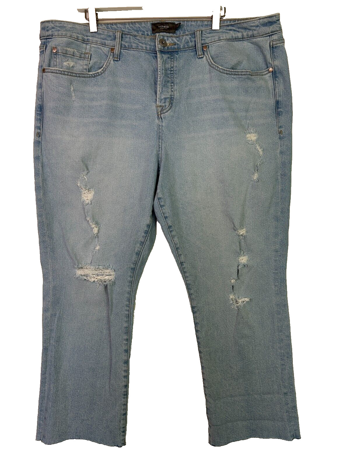 torrid distressed denim jeans light wash boyfriend size 18 reguar
