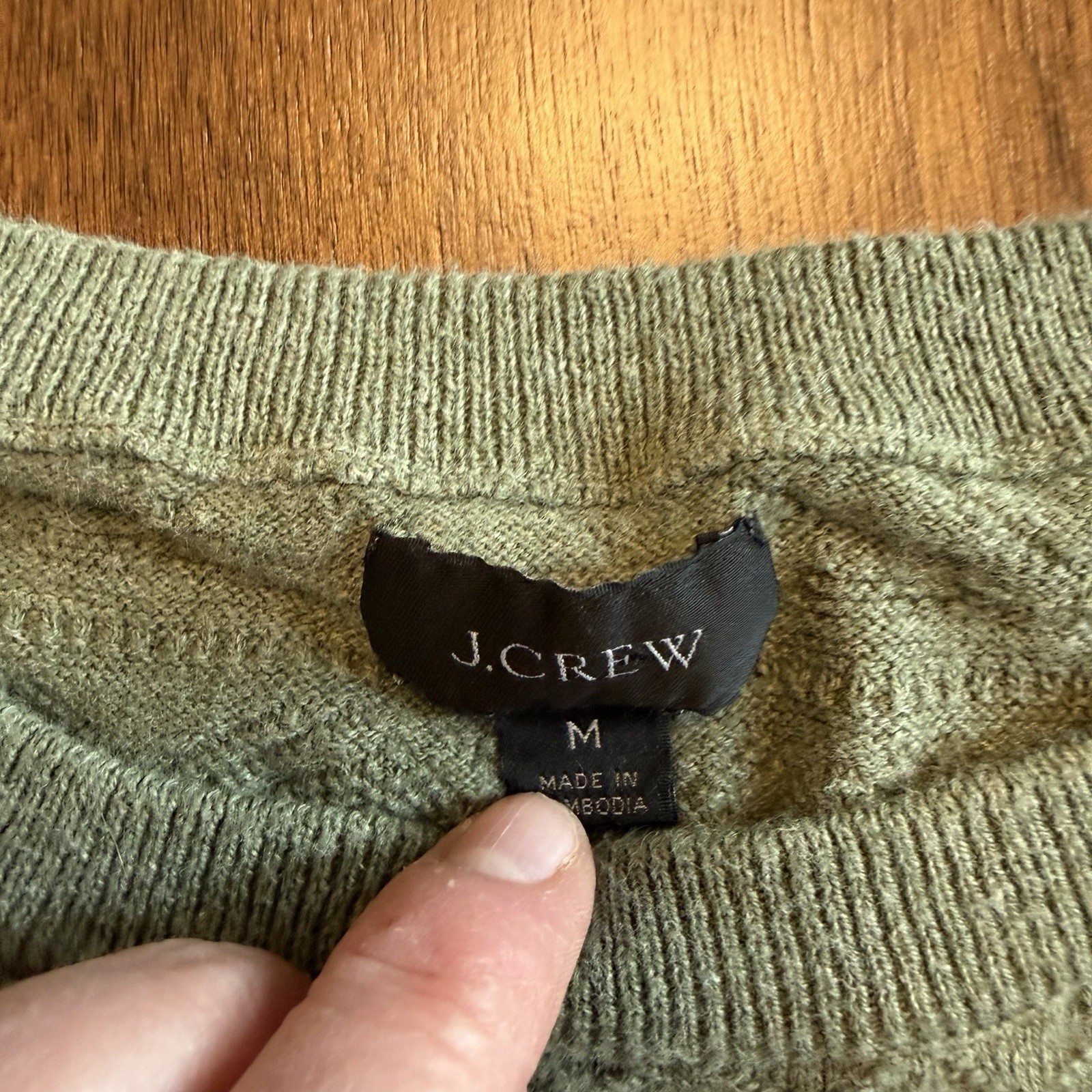 J Crew Sweater Mens M Green Cotton Guernsey Knit Pullover Crewneck Normcore