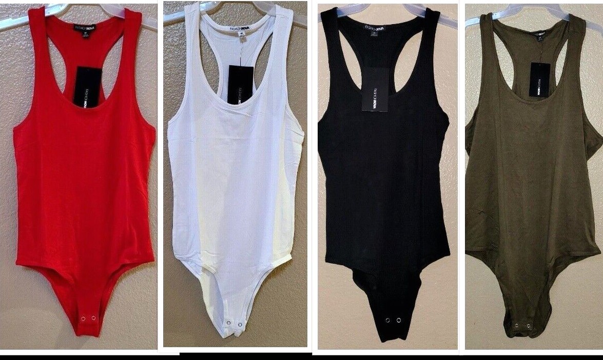 Fashion Nova Women’s Divine Basic Tank Bodysuit, Women’s Bodysuit Stretch,