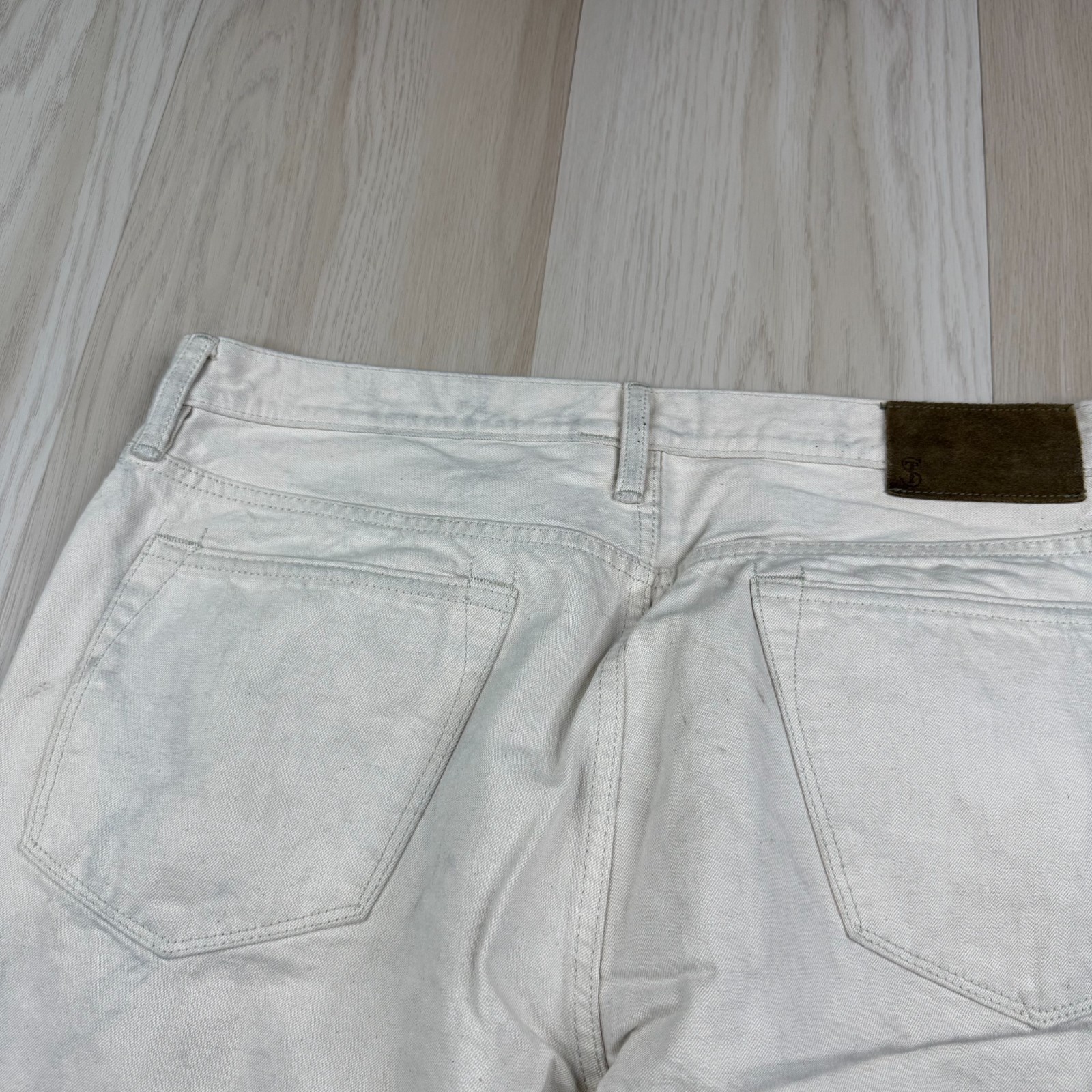 Todd Snyder Mens Cream Classic Fit Selvedge Denim Straight Jeans Size 34×32