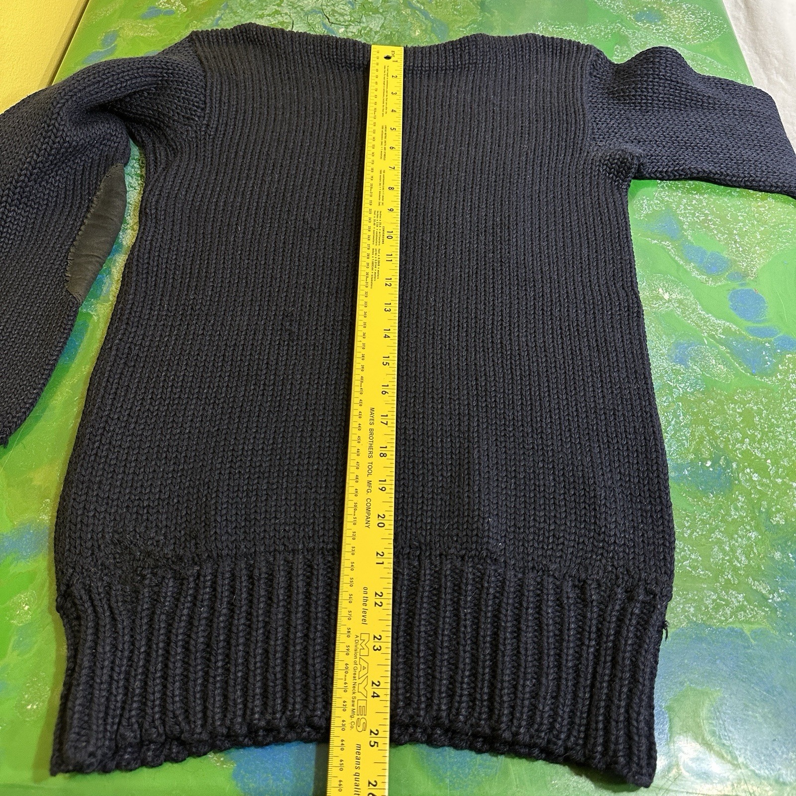 Vintage Bradley Knitwear All American Outdoor Navy Blue Sweater w/Elbow Patches