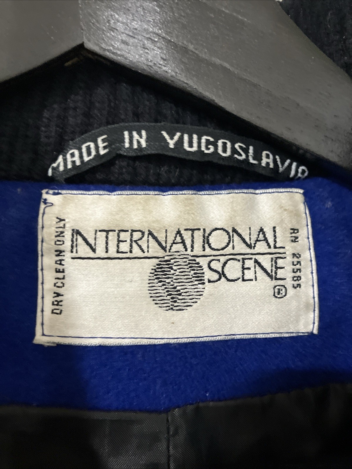 Vintage Royal Blue Wool Drape Coat. Made In Yugoslavia. Size 13/14, Medium. GUVC