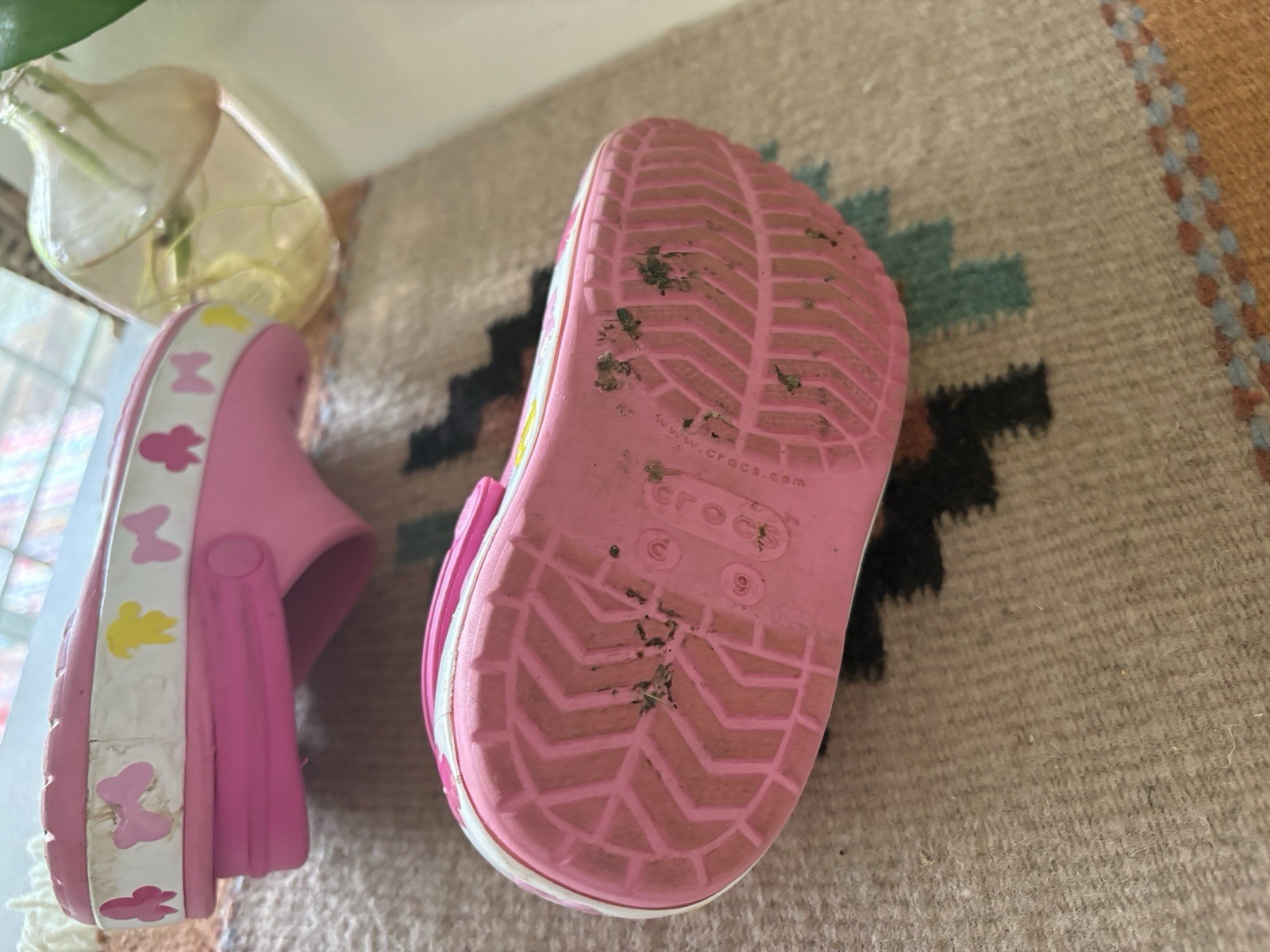 Crocs Disney Pink Butterfly Minnie Light Up Slip-On Clog Shoes Kids US Size C9