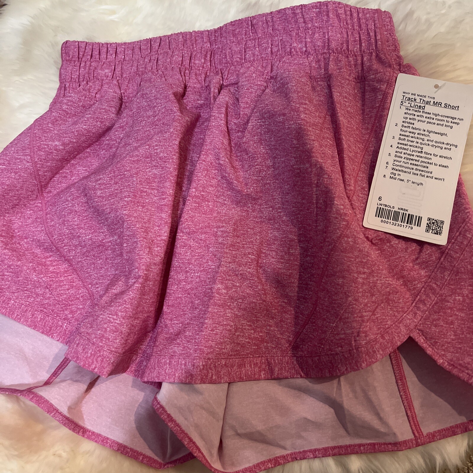 NWT Lululemon Track That MR Short 5” Lined Heather Lux Sonic Pink Size: 4&6&8