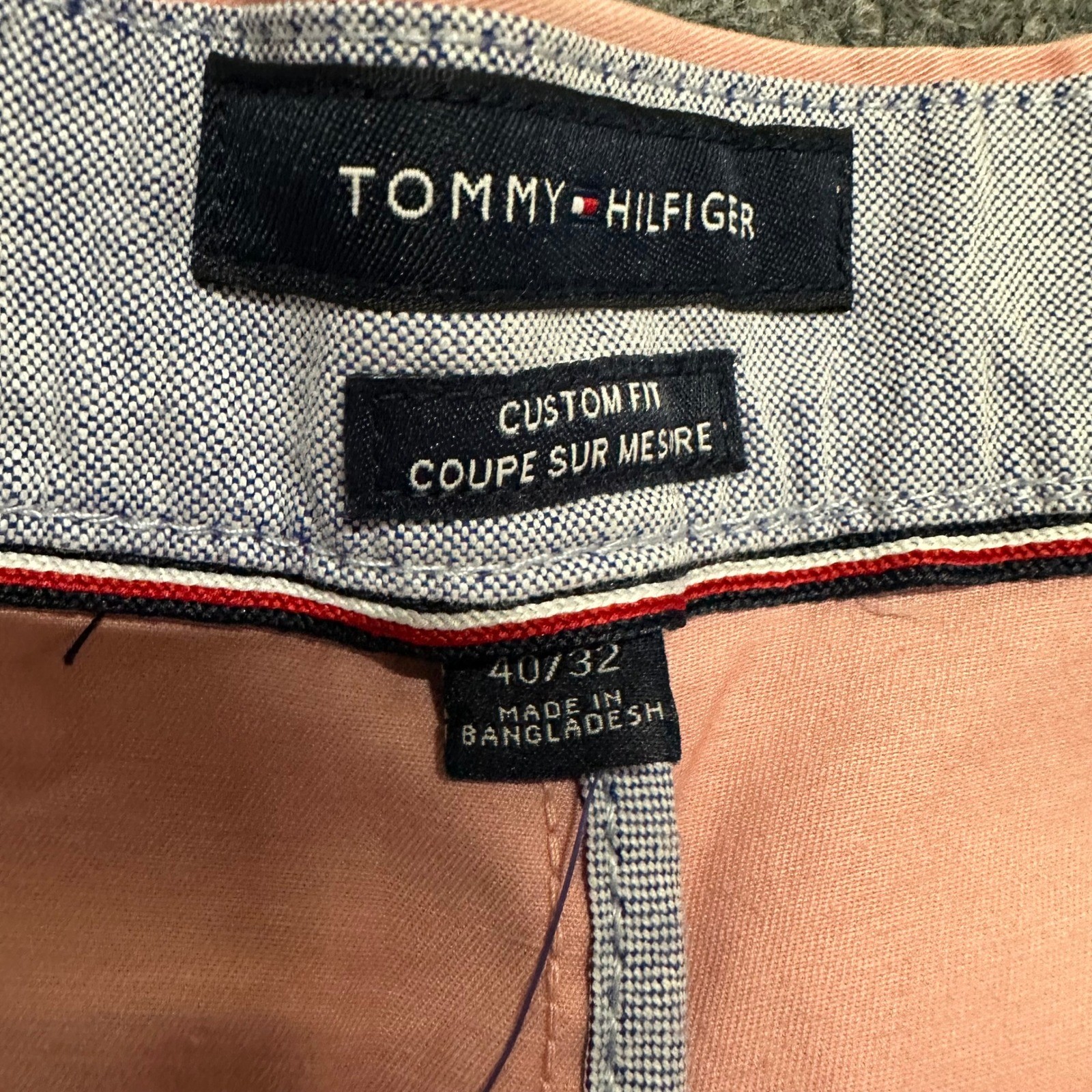 Tommy Hilfiger Chino Pants Mens Size 40/32 Pink THFlex Custom Fit Slim Leg