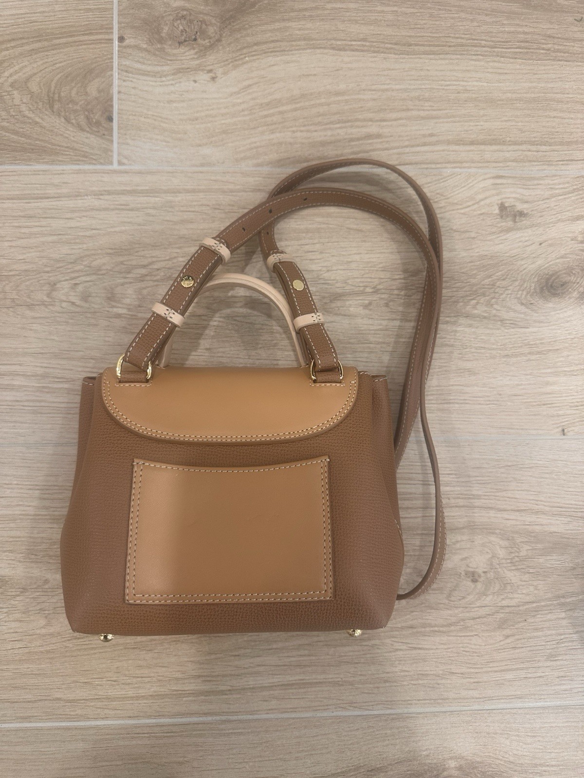 Polène Numéro Un Nano Brown/Beige Crossbody Top Handle Bag Dust Bag
