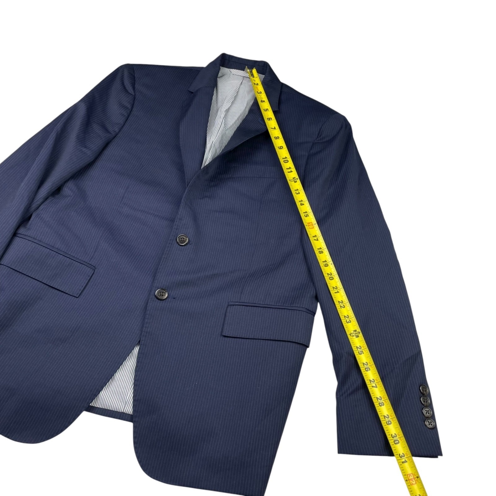 Todd Snyder Men’s Mayfair Fit 100% Wool 2-Button Blazer Navy Blue Stripe • 40R
