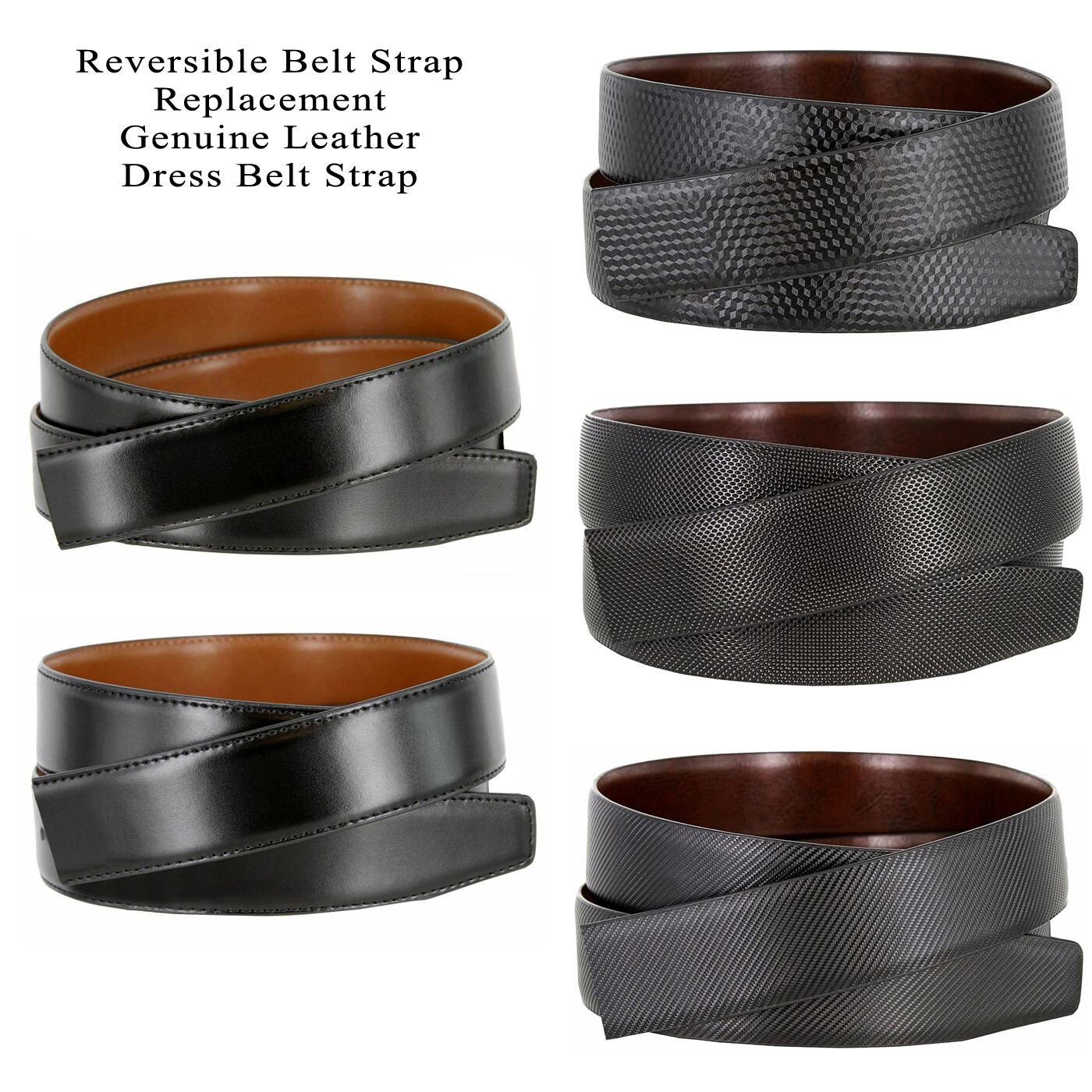 Reversible Belt Strap Replacement Genuine Leather Dress Belt Strap, 30. 32. 35mm
