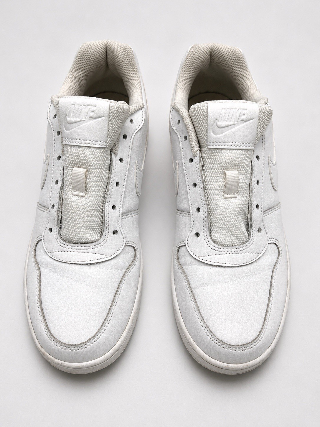 Nike Court Vision Low Triple White Leather Sneakers Size 11 Pre-Owned
