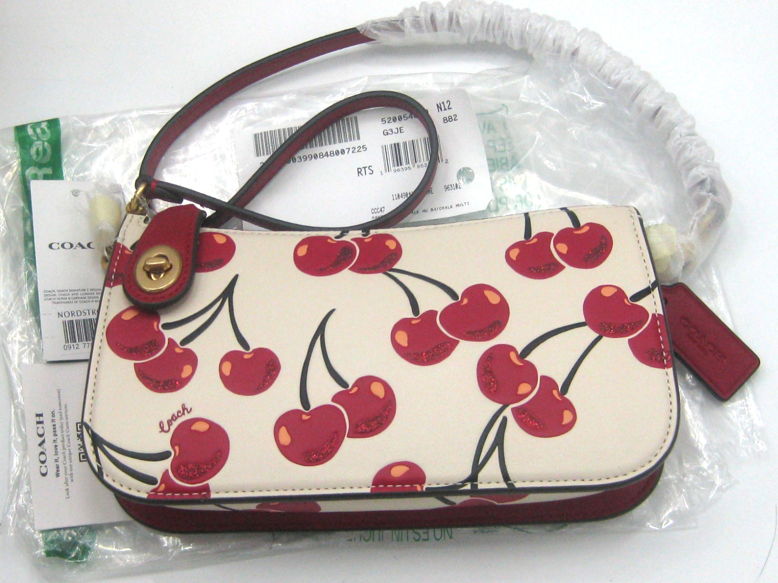Coach Penn Cherry Print Leather Shoulder Bag in Chalk Multi CCC47 NWT $250