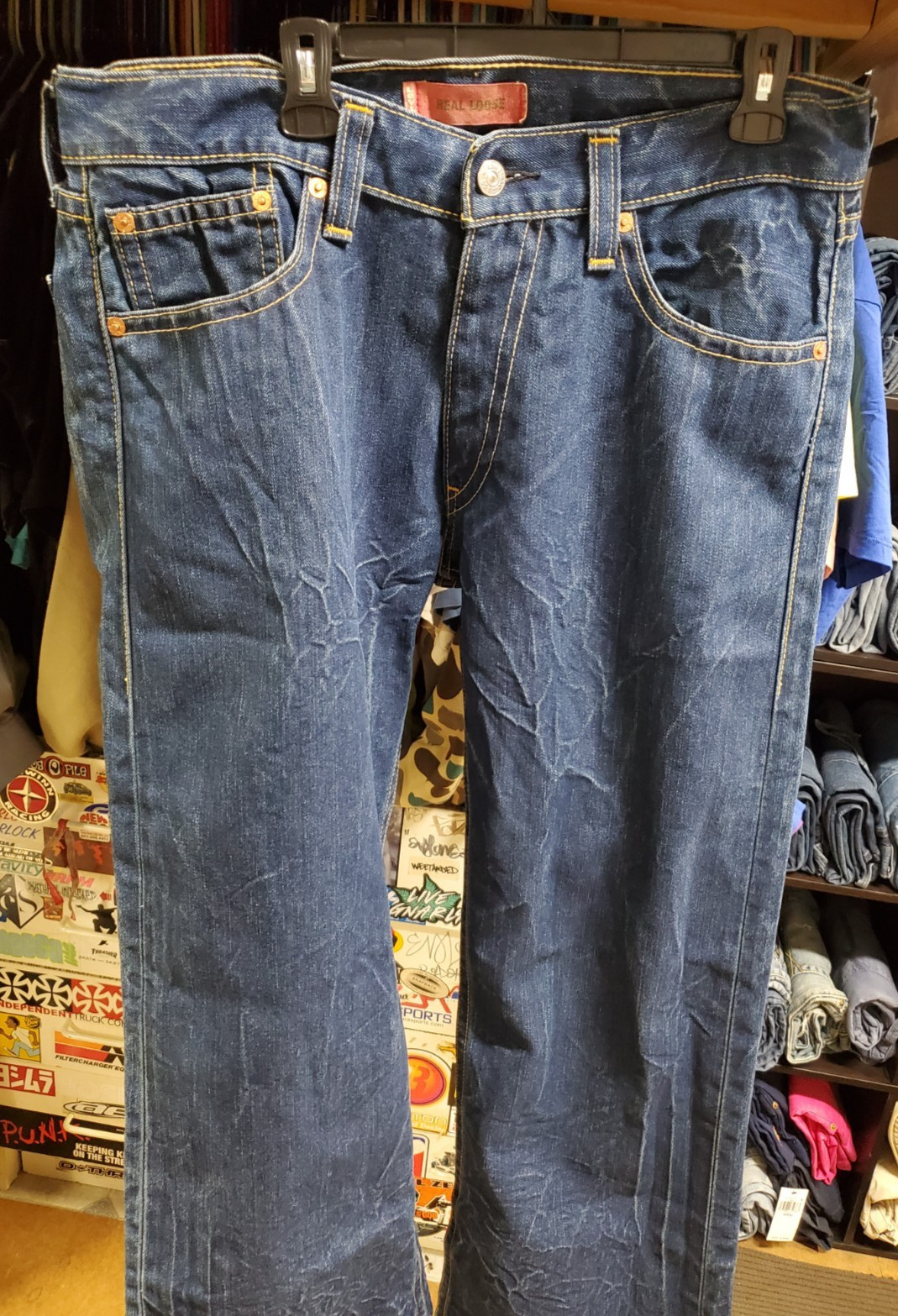 LEVI’S TYPE 1 Real Loose Jeans 36×34 Baggy Skate Indigo Blue Vtg Wide Leg